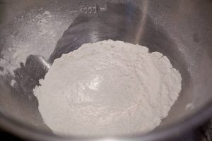 Flour and salt in a mixing bowl