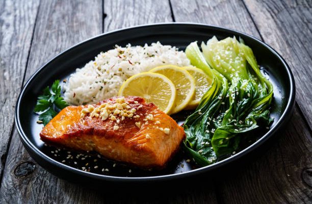 Salmon with Rice and Bok Choy