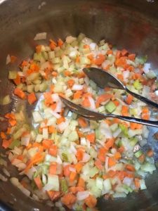 Mirepoix, onion, carrot, celery
