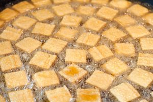 Tofu in a frying pan